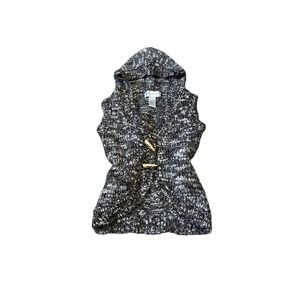 Between Me & You Women Small Brown Wool Blend Chunky Hooded Toggle Sweater Vest